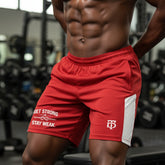 Deep Red/ White training shorts
