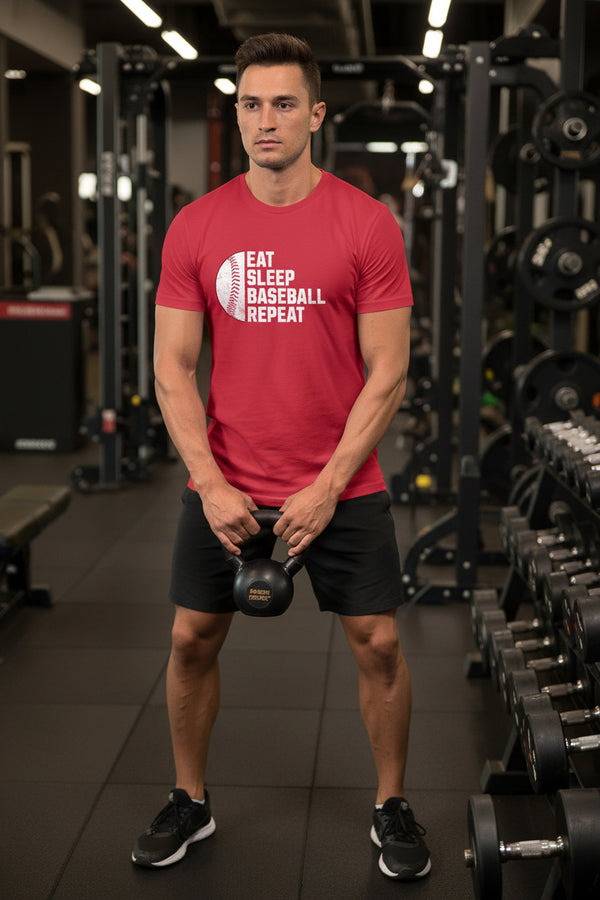 Red Men’s baseball t-shirt CVC athletic crew