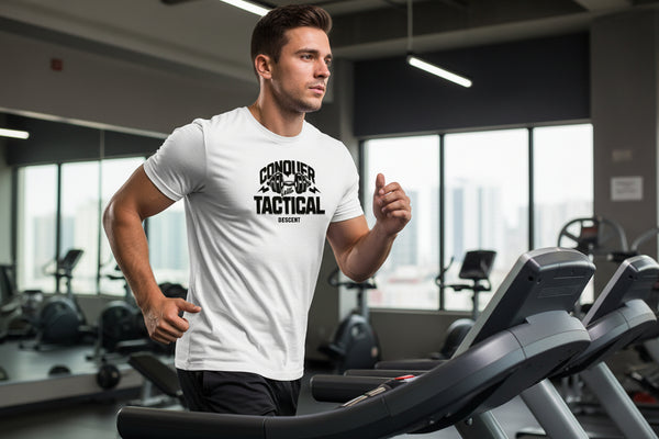 White Motivational conquer fitness shirt