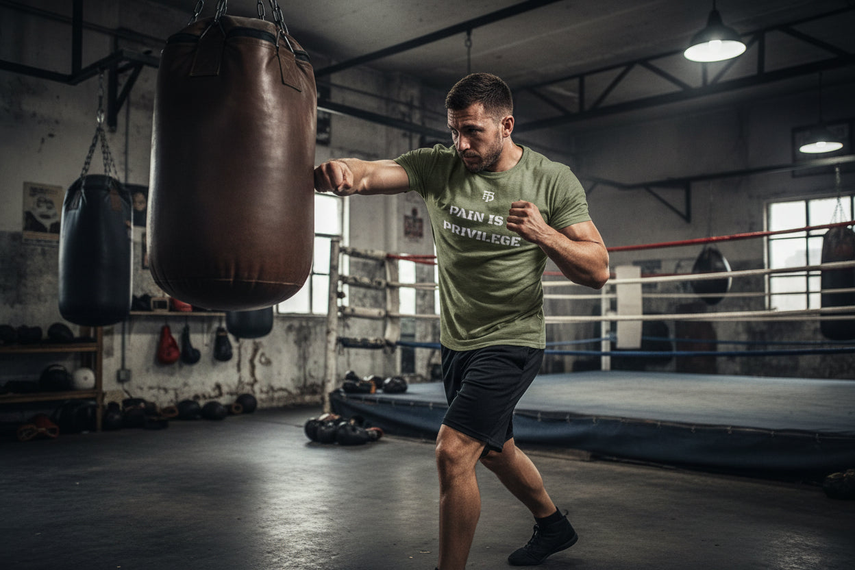 MILITARY GREEN Mens triblend motivational workout tee