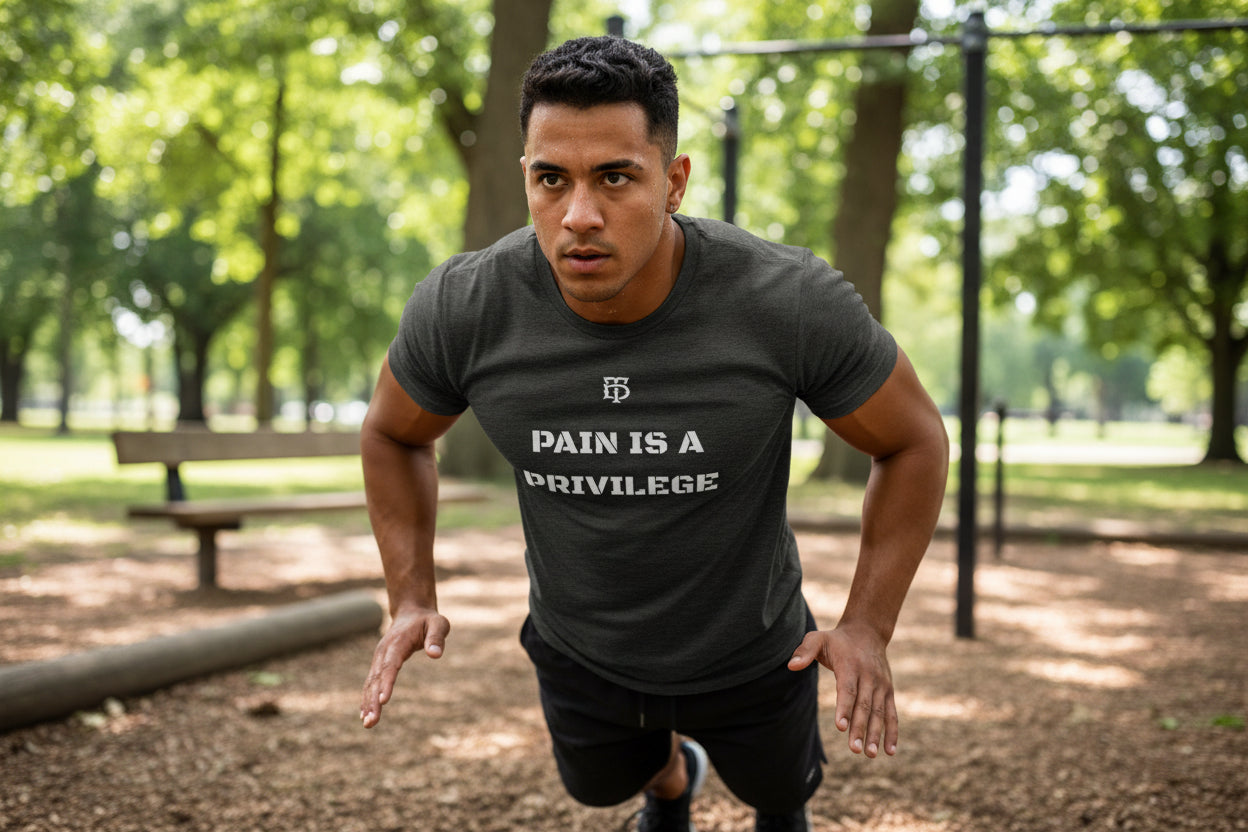 VINTAGE BLACK Mens triblend motivational workout tee