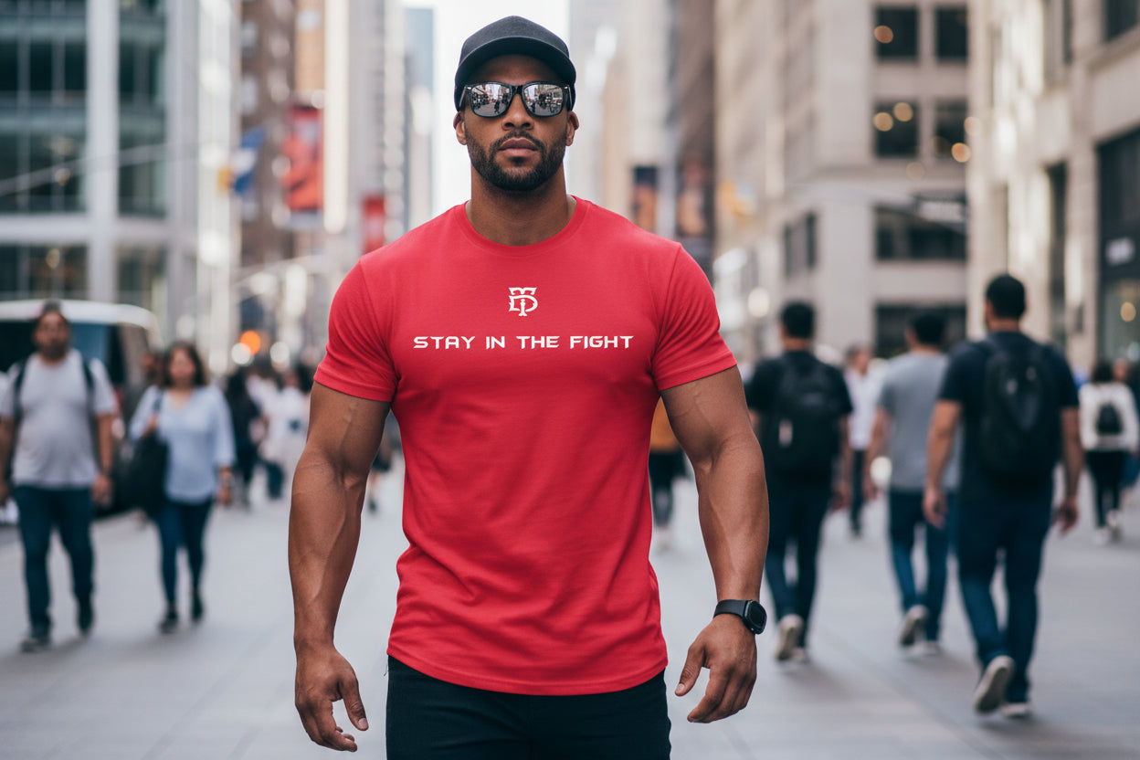 Red Men’s triblend motivational workout tee
