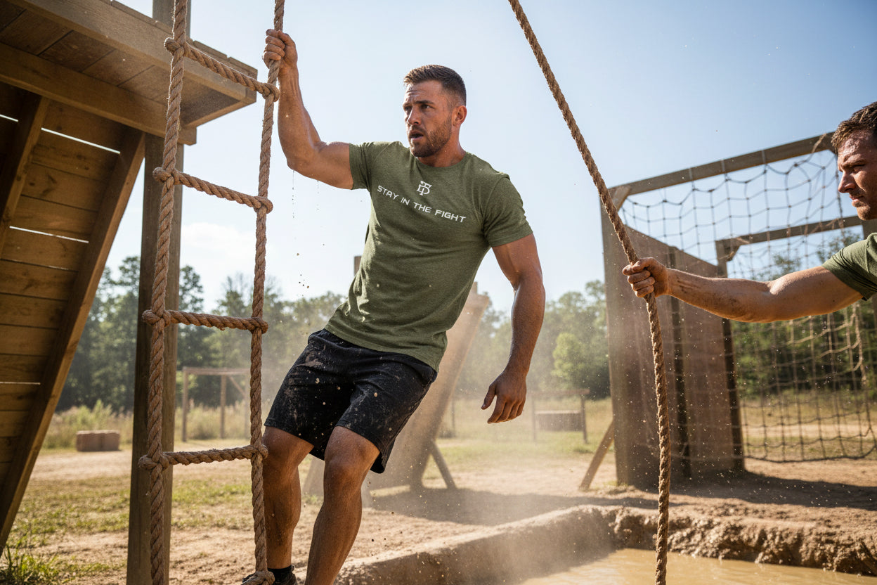 MILITARY GREEN Men’s triblend motivational workout tee