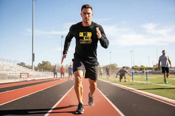 BLACK Moisture-wicking long-sleeve gym shirt