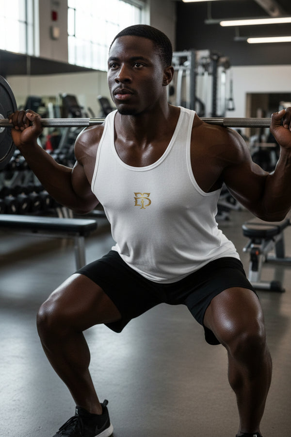 White moisture wicking athletic tank top
