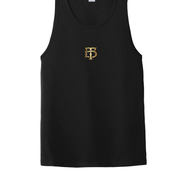 Black moisture wicking athletic tank top