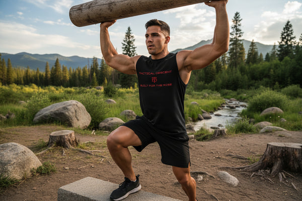 Black polyester athletic training tank top